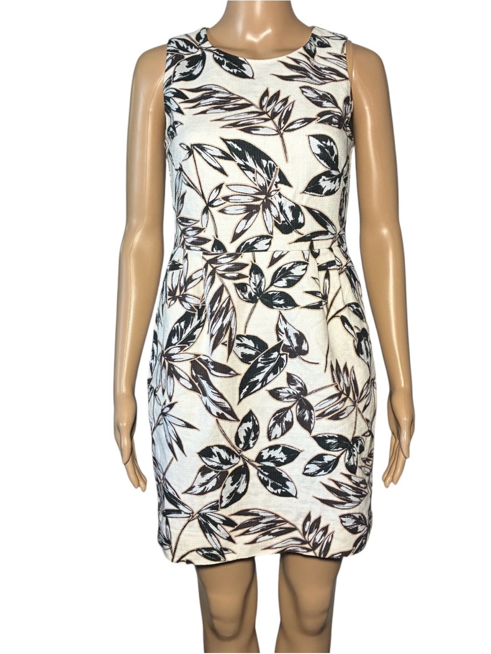 J. Crew Factory Dress Size 00 Multicolor Leaf Tweed Cotton A-Line Pockets Lined